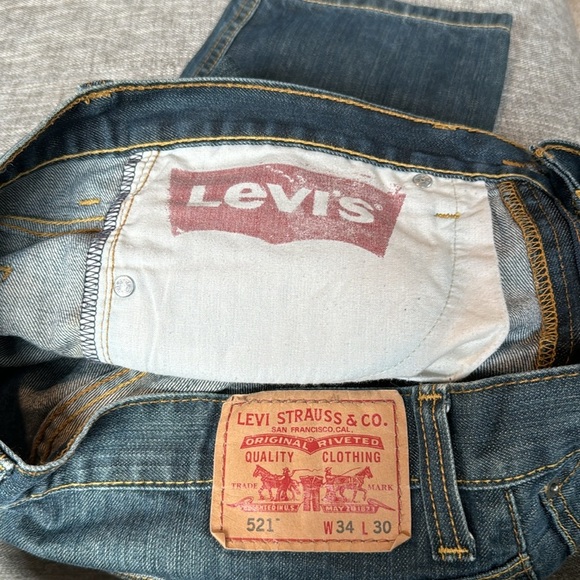 Levis 521 Slim tapered Blue Denim  Zip Fly - Picture 5 of 10